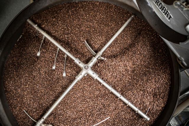 friske kaffebønner i eget risteri